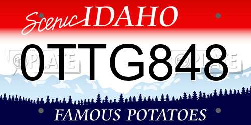 0TTG848 Idaho License Plate