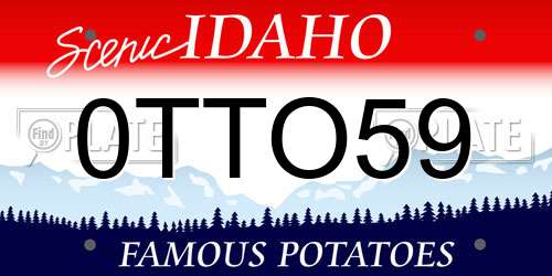 0TTO59 Idaho License Plate