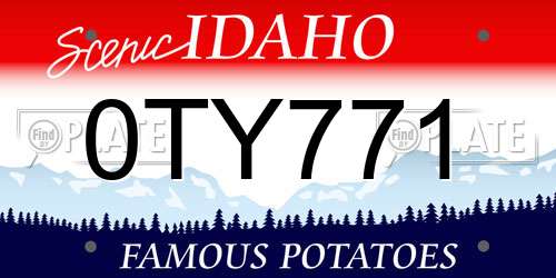 0TY771 Idaho License Plate