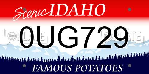 0UG729 Idaho License Plate