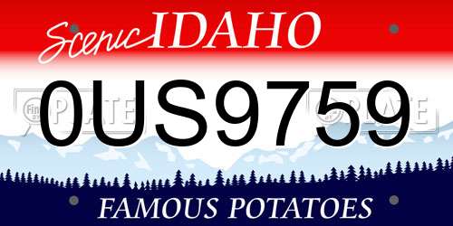 0US9759 Idaho License Plate