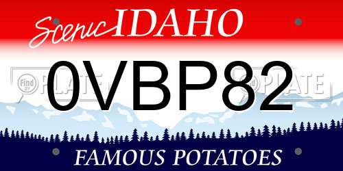 0VBP82 Idaho License Plate