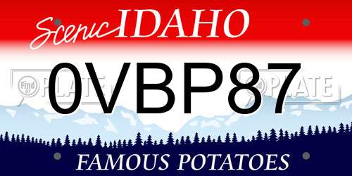 0VBP87 Idaho License Plate