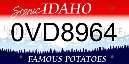 0VD8964 Idaho License Plate