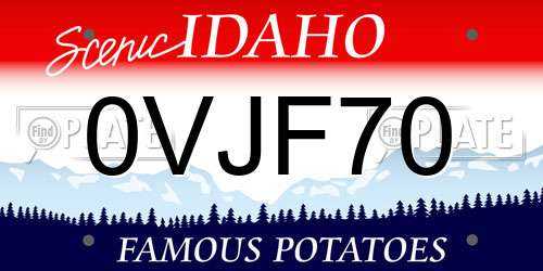 0VJF70 Idaho License Plate
