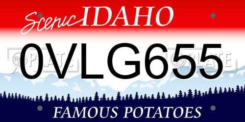 0VLG655 Idaho License Plate