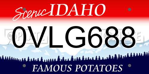 0VLG688 Idaho License Plate