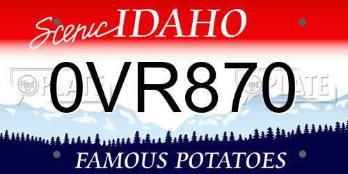 0VR870 Idaho License Plate
