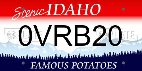 0VRB20 Idaho License Plate