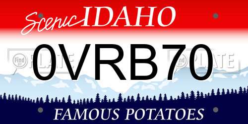 0VRB70 Idaho License Plate