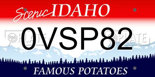 0VSP82 Idaho License Plate