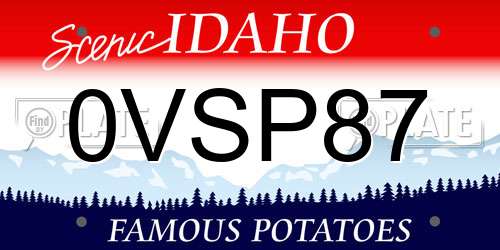 0VSP87 Idaho License Plate