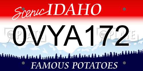 0VYA172 Idaho License Plate
