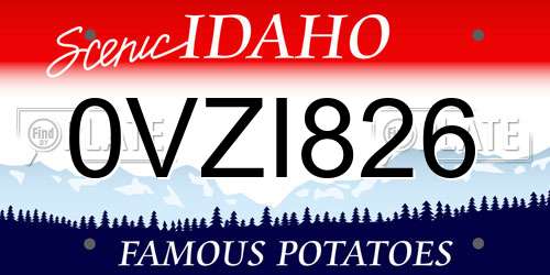 0VZI826 Idaho License Plate