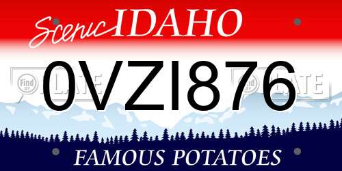 0VZI876 Idaho License Plate