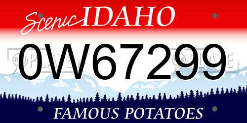 0W67299 Idaho License Plate