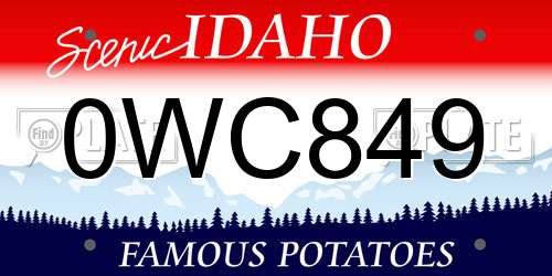 0WC849 Idaho License Plate