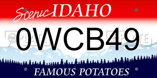 0WCB49 Idaho License Plate