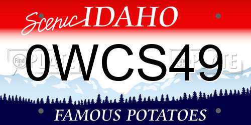 0WCS49 Idaho License Plate