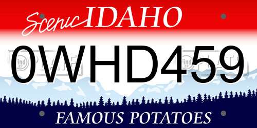 0WHD459 Idaho License Plate