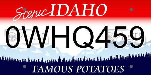 0WHQ459 Idaho License Plate
