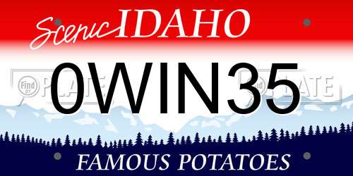 0WIN35 Idaho License Plate
