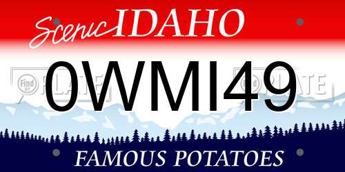 0WMI49 Idaho License Plate