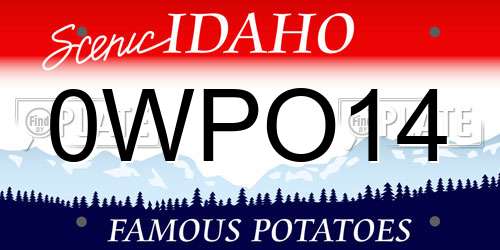 0WPO14 Idaho License Plate