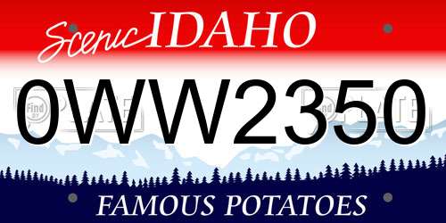 0WW2350 Idaho License Plate