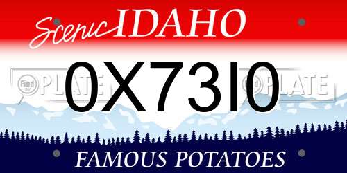 0X73I0 Idaho License Plate