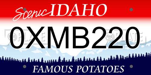 0XMB220 Idaho License Plate