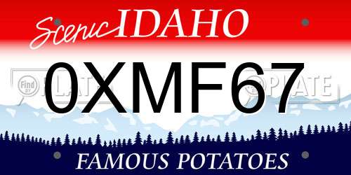 0XMF67 Idaho License Plate