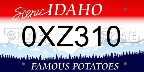 0XZ310 Idaho License Plate