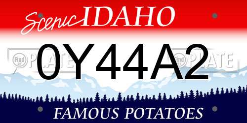 0Y44A2 Idaho License Plate