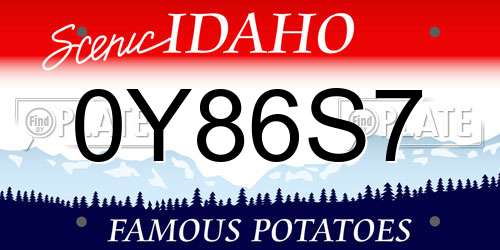0Y86S7 Idaho License Plate