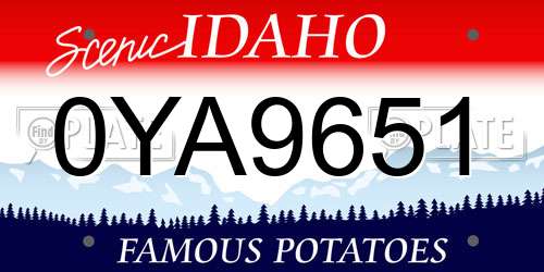 0YA9651 Idaho License Plate
