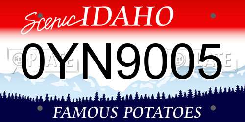 0YN9005 Idaho License Plate