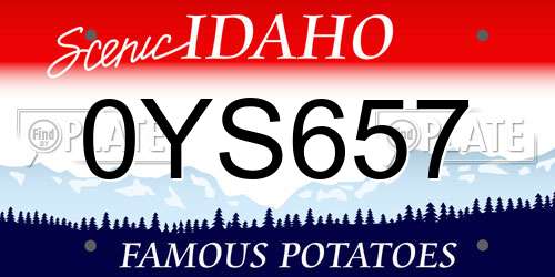 0YS657 Idaho License Plate