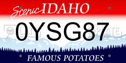 0YSG87 Idaho License Plate