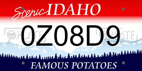 0Z08D9 Idaho License Plate