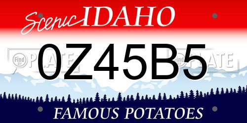 0Z45B5 Idaho License Plate
