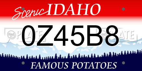 0Z45B8 Idaho License Plate