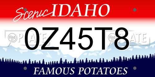 0Z45T8 Idaho License Plate