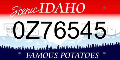 0Z76545 Idaho License Plate