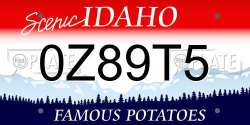 0Z89T5 Idaho License Plate