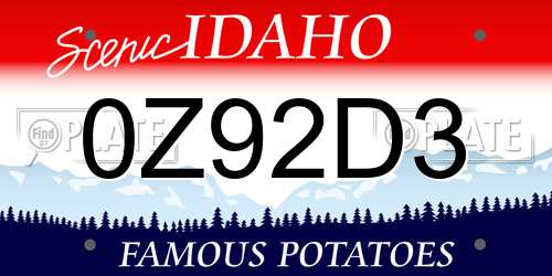 0Z92D3 Idaho License Plate