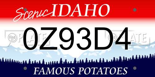 0Z93D4 Idaho License Plate