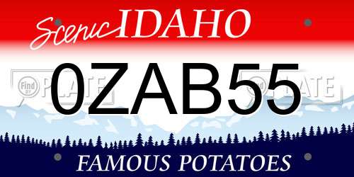 0ZAB55 Idaho License Plate