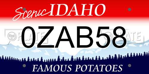 0ZAB58 Idaho License Plate