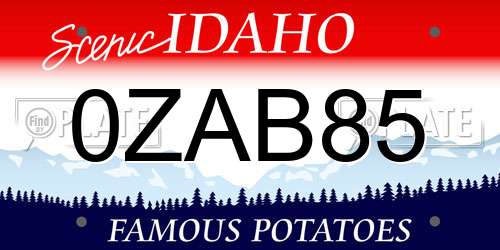 0ZAB85 Idaho License Plate